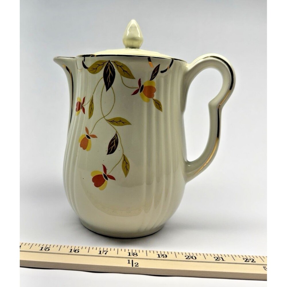 Hall’s Autumn Leaf Coffee Pot Pitcher w Lid Jewel Tea Hall USA Vintage - Picture 4 of 9